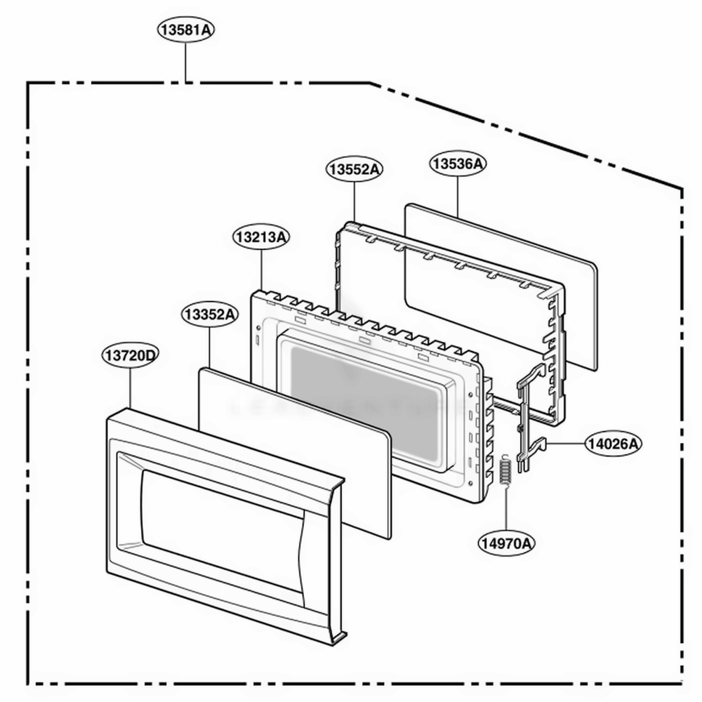 Door Parts Diagram and Parts List for MA745W CWHEGSE LG Range