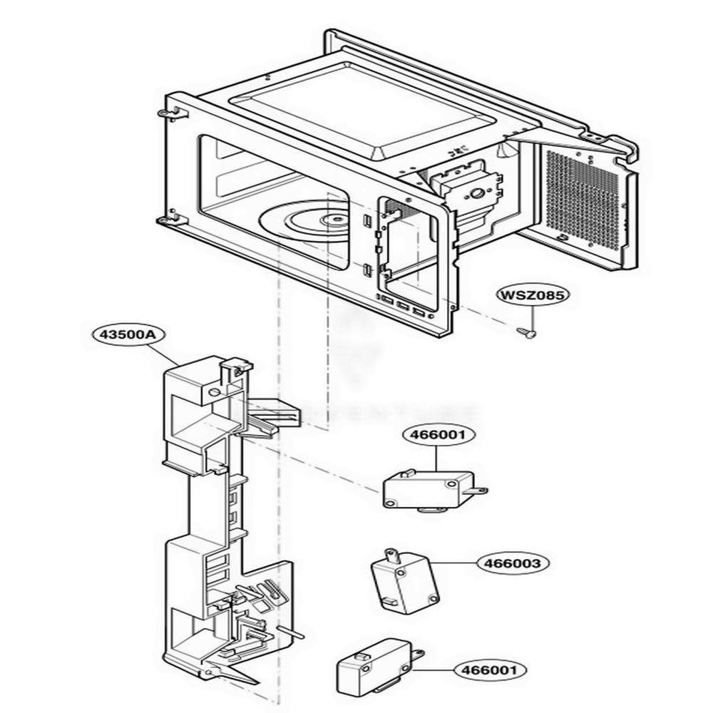 Latch Board Parts Diagram and Parts List for GT4175SPT CB6EWRP LG Microwave