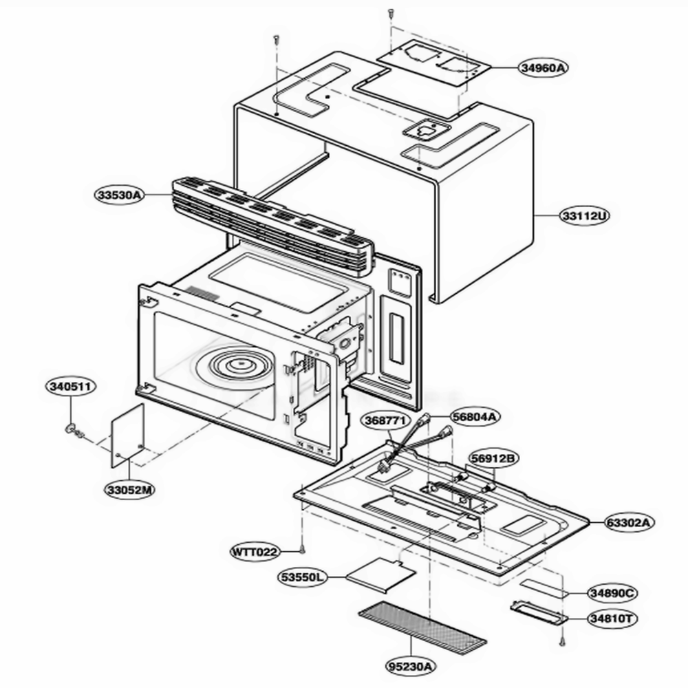 Oven Cavity Parts Diagram and Parts List for DOTR12CW WHEDOM LG Wall Oven