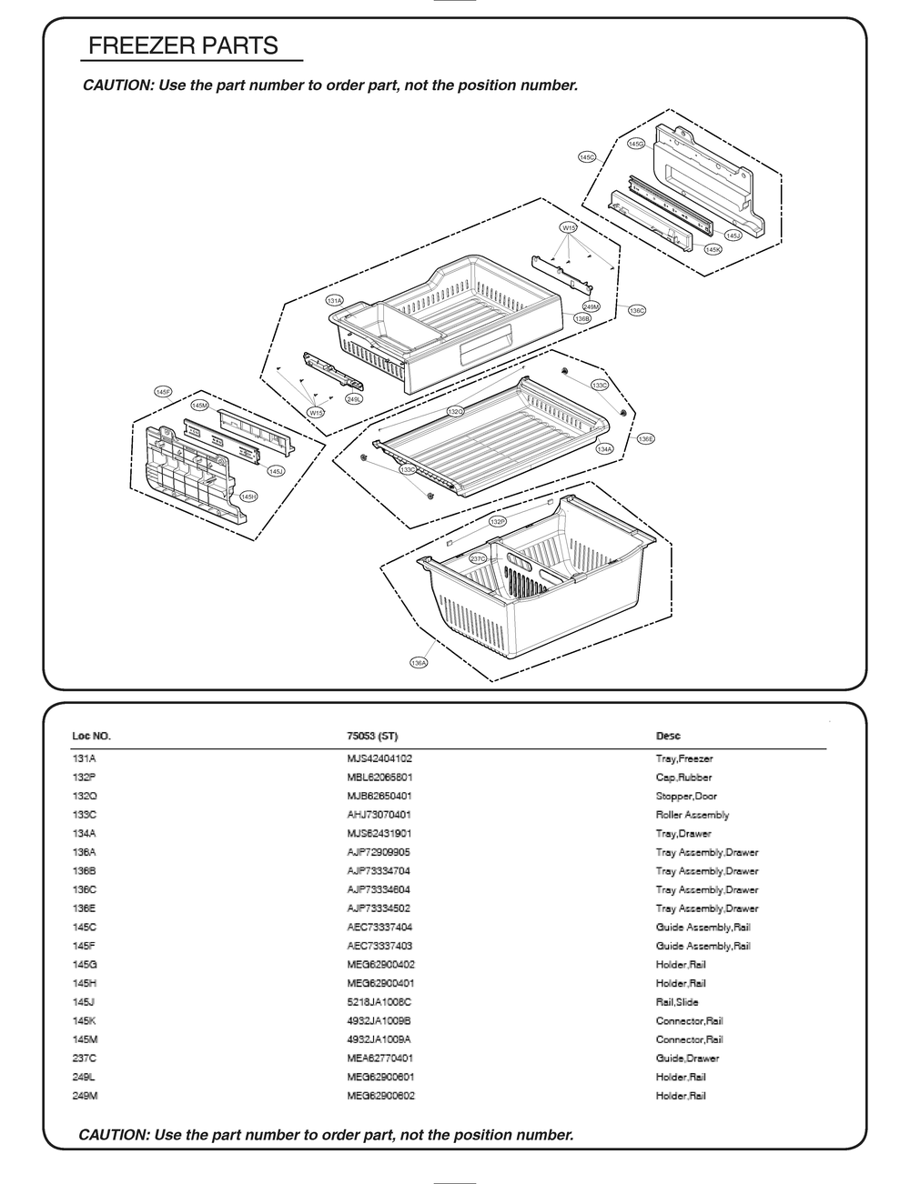 Freezer Parts Diagram and Parts List for GR-J268WSTM ASTCSE0 LG Refrigerator