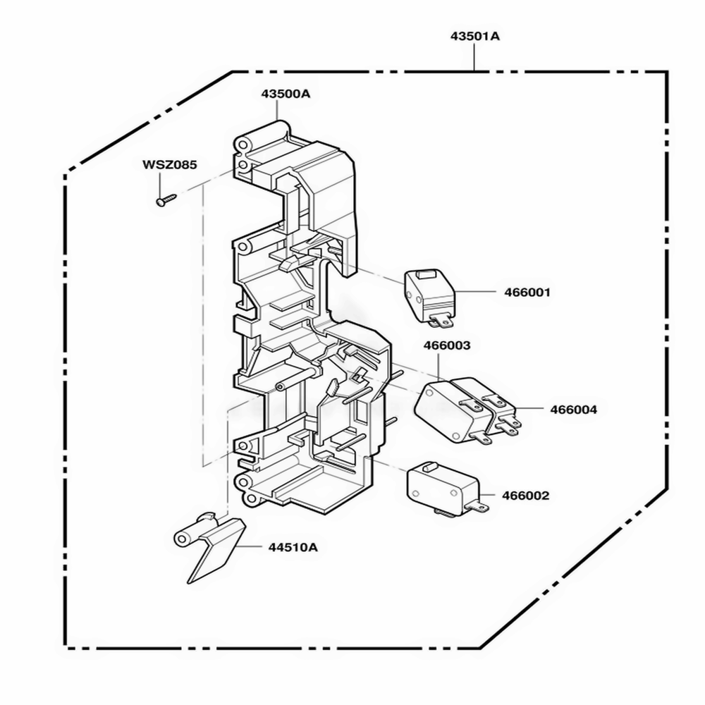 Latch Board Parts Diagram and Parts List for ACO1180AC ABSEAMA LG Range