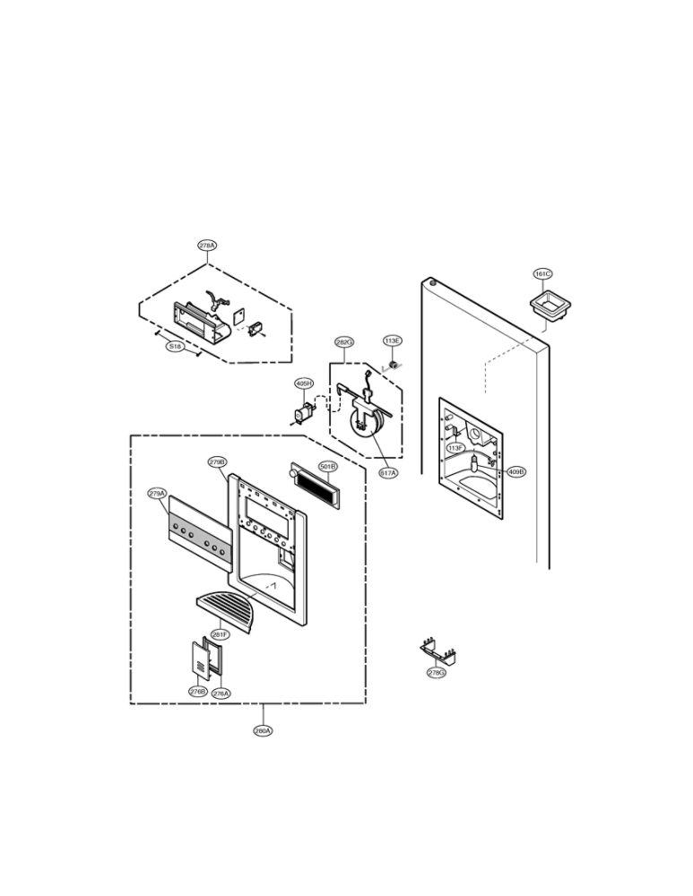 Dispenser Parts Diagram and Parts List for LSC27910TT 00 LG Refrigerator