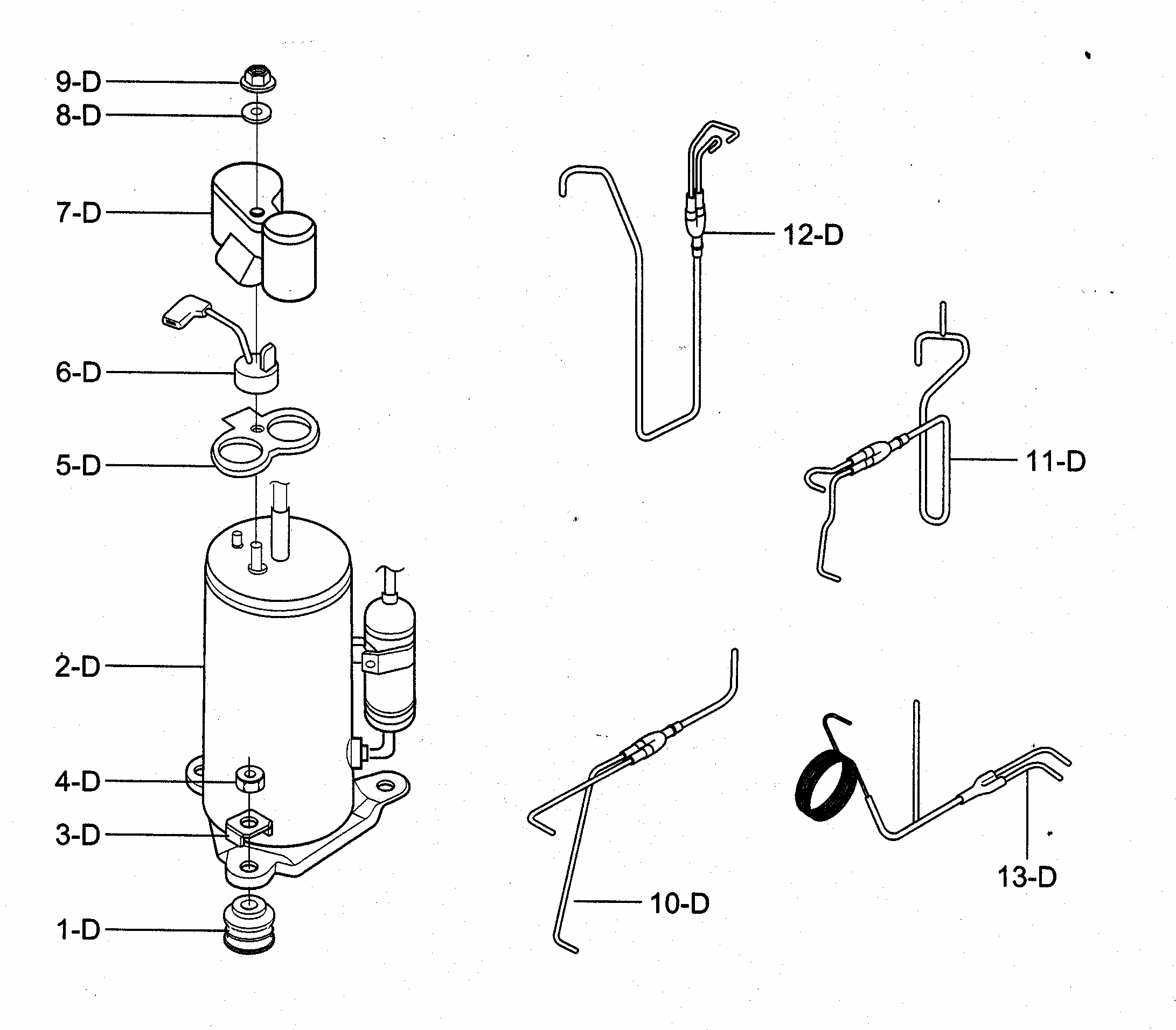 Compressor Parts Diagram and Parts List for 58073069301  Kenmore Air Conditioner