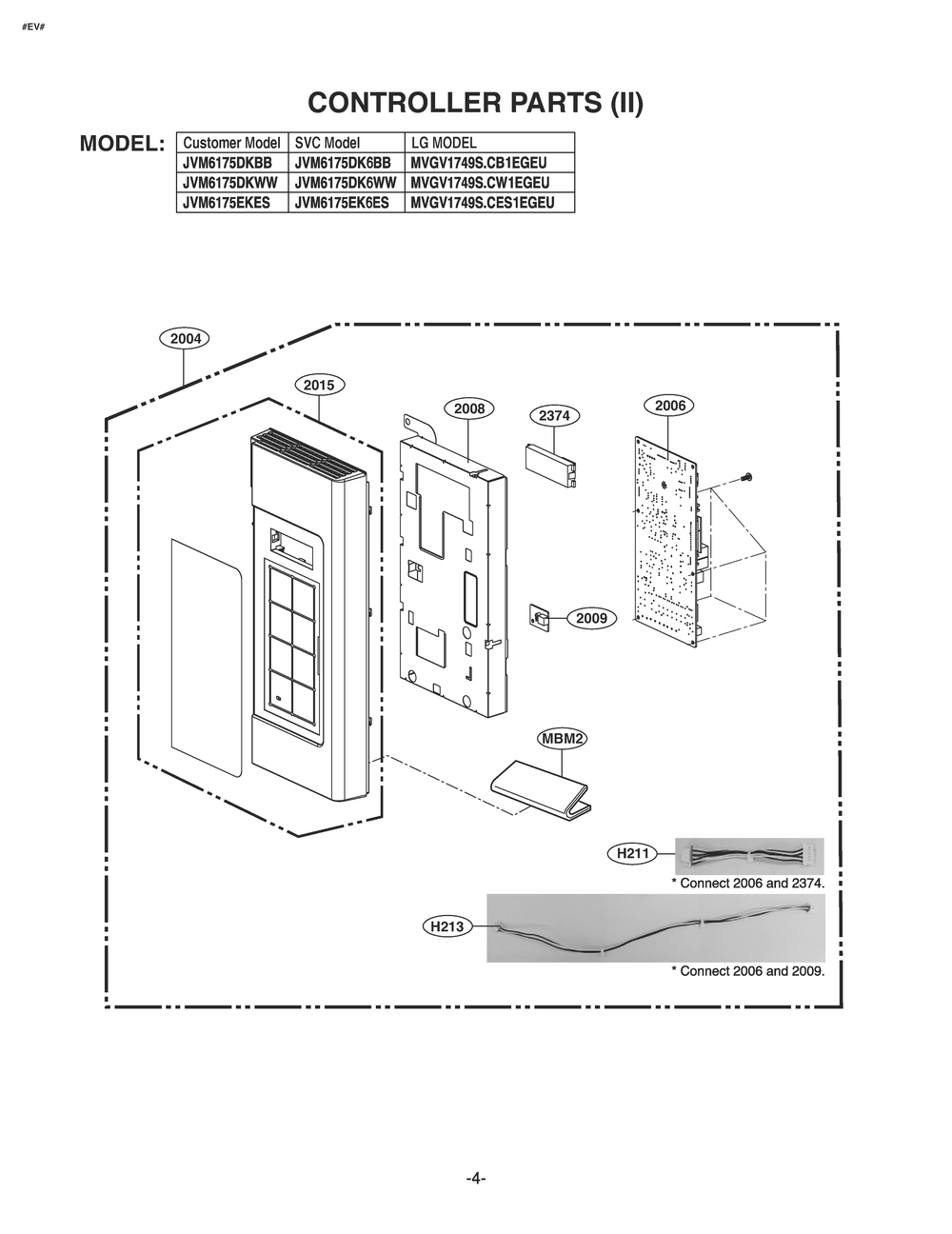 Controller Parts Diagram and Parts List for JVM6175DKBB CB1EGEU LG Microwave Oven Combo