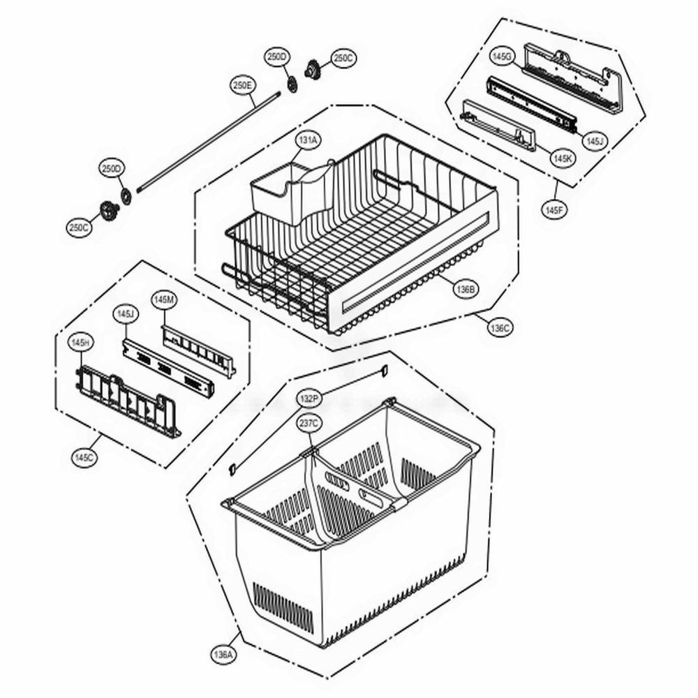 Freezer Parts Diagram and Parts List for 71063 ASTCSE2 LG Refrigerator