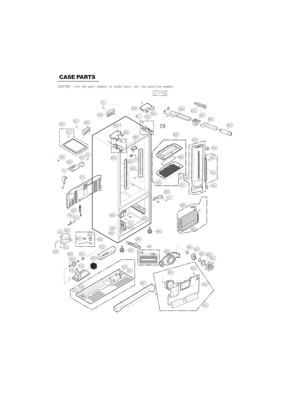 Case Parts Diagram and Parts List for GC-J258GSXL ASTCSE0 LG Refrigerator