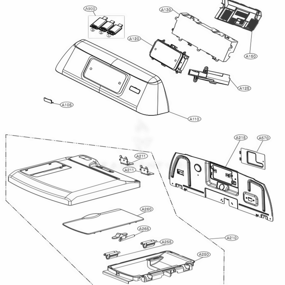 Control Panel And Plate Assembly Diagram and Parts List for DLEX6001W ABWEEUS LG Dryer