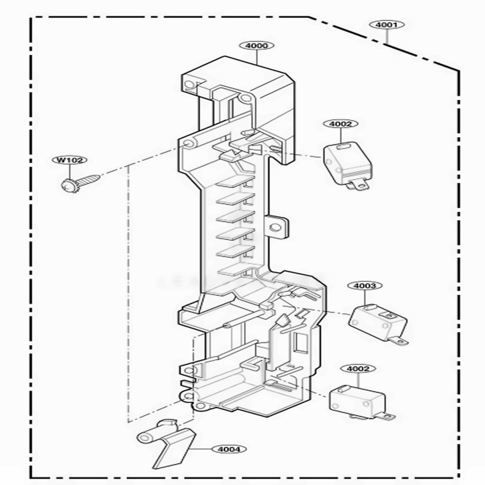 Latch Board Parts Diagram and Parts List for 88519 ABKESEA LG Range