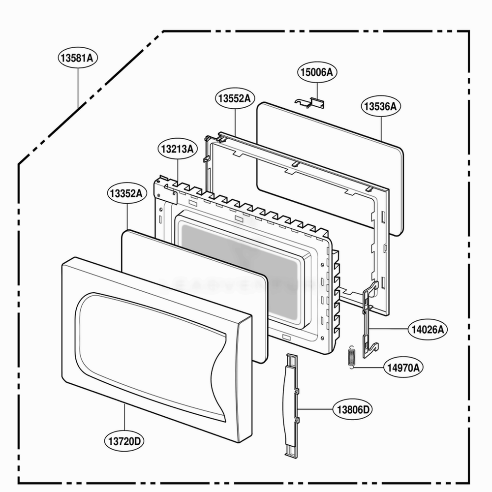 Door Parts Diagram and Parts List for MA1103B BKEGSE LG Range