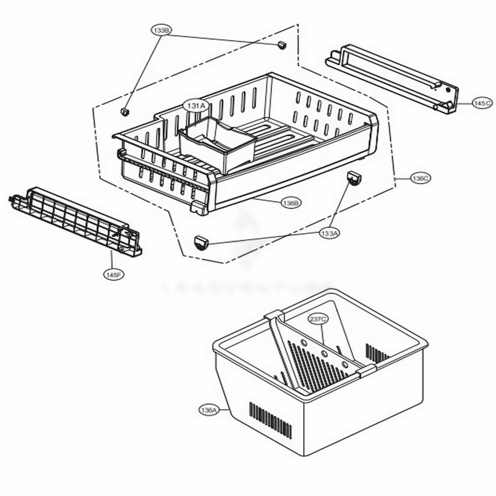 Freezer Parts Diagram and Parts List for LFCS25426S ASTCNA1 LG Refrigerator