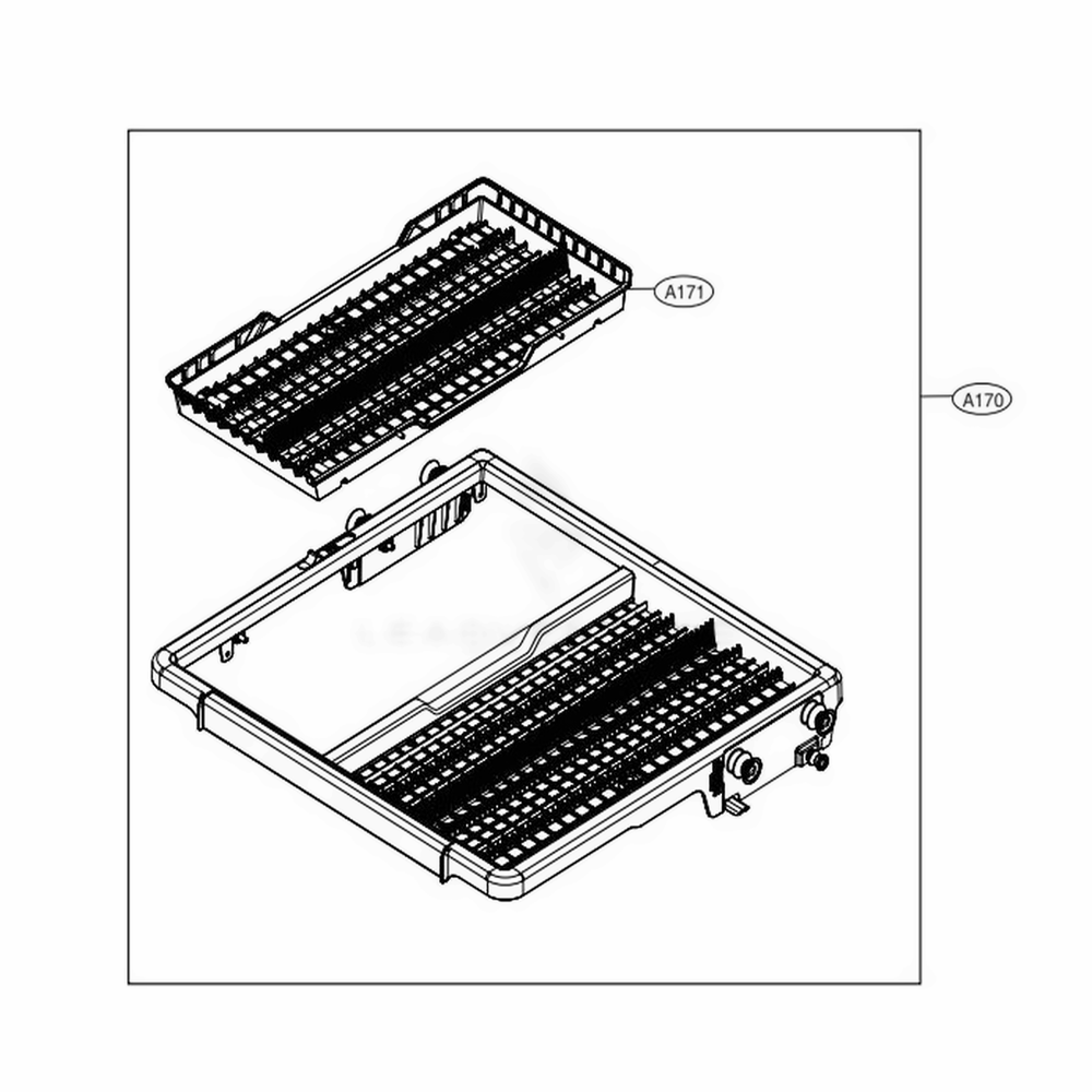 Third Rack Assembly Diagram and Parts List for 14357 ABDESEU LG Dishwasher