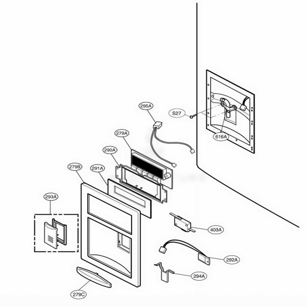 Dispenser Parts Diagram and Parts List for 77543 ASTCSER LG Refrigerator