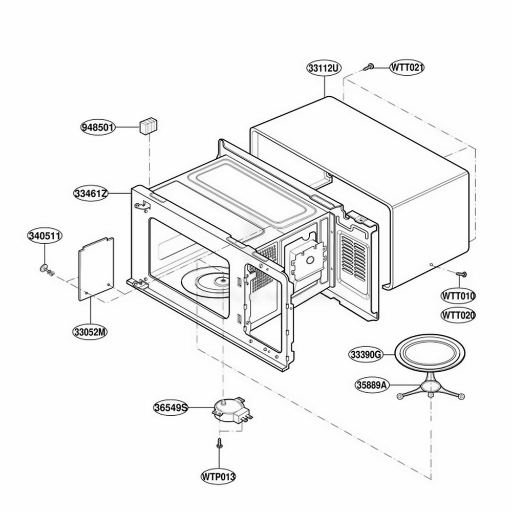 Oven Cavity Parts Diagram and Parts List for MA1303BRV BKEGSE LG Range