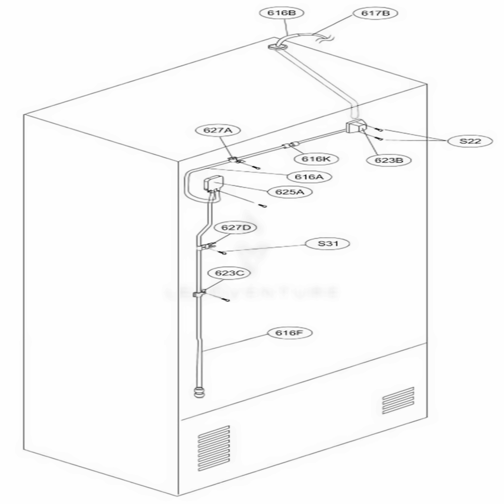 Water And Icemaker Parts Diagram and Parts List for 78412 ASWCSEC LG Refrigerator