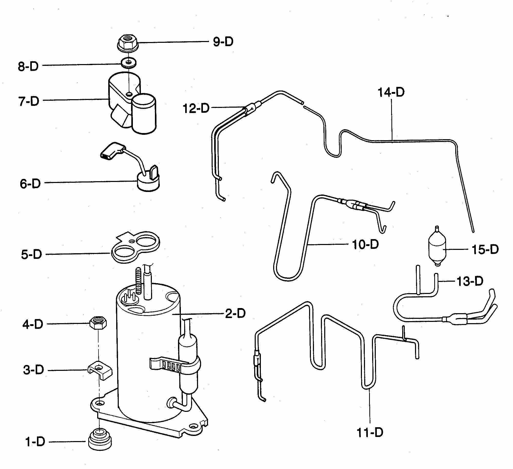 Compressor Diagram and Parts List for 58073082300  Kenmore Air Conditioner