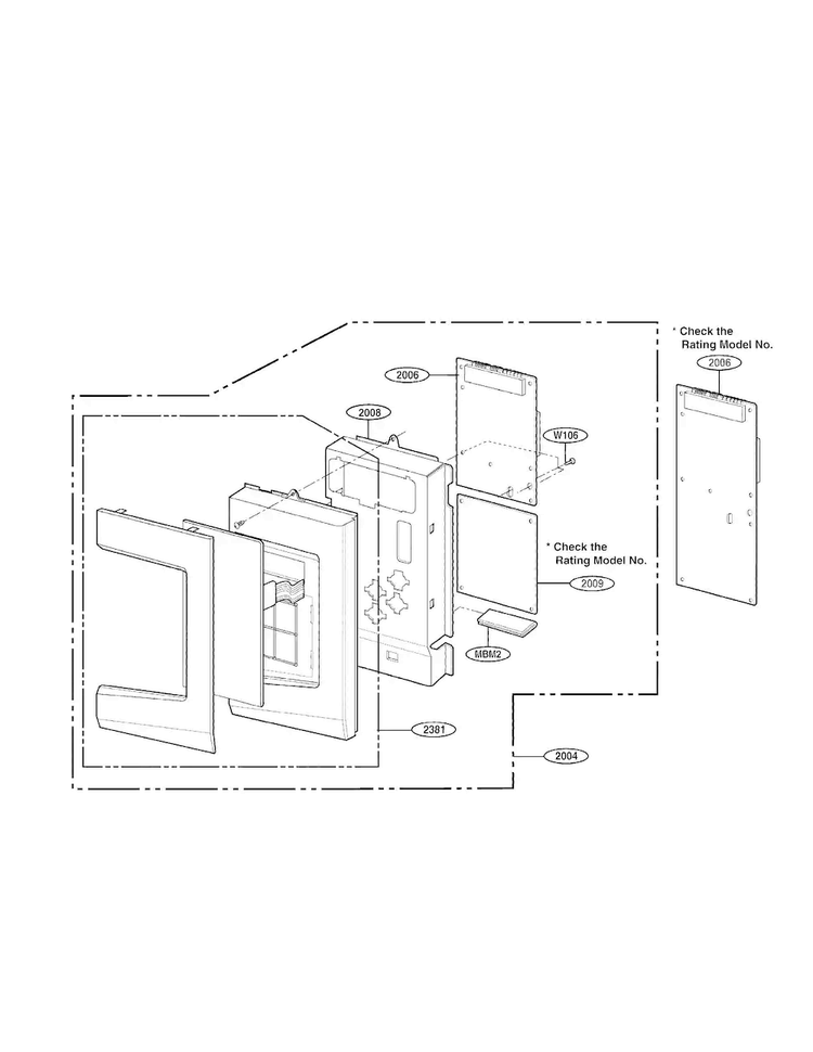 Controller Parts Diagram and Parts List for LMV1650ST-01  LG Microwave