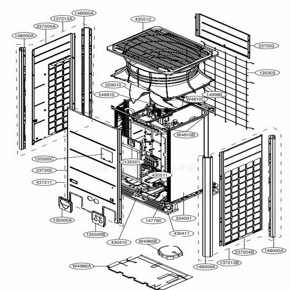 Main 2 Diagram and Parts List for ARUM072BTE5 AWGBLUS LG Air Conditioner