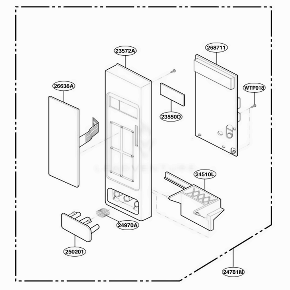 Control Panel Parts Diagram and Parts List for JES1855PCH AB7EGEU LG Wall Oven