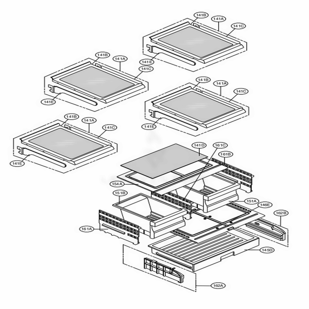 Refrigerator Parts Diagram and Parts List for LFX25974SB AWBCNA6 LG Refrigerator