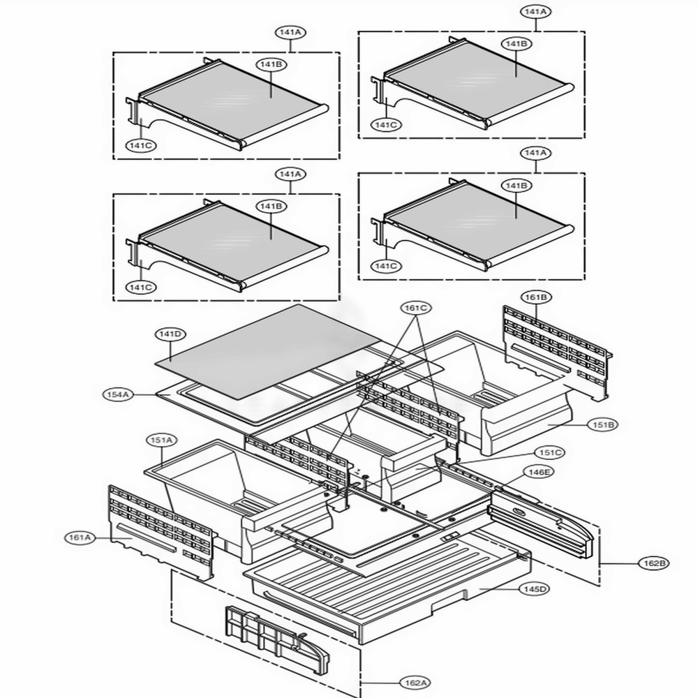 Refrigerator Parts Diagram and Parts List for LFC25776ST ASTCNA6 LG Refrigerator