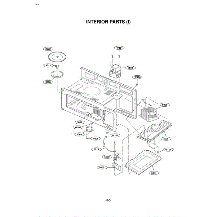 Section 1 Diagram and Parts List for LMV1635SB ABKELGA LG Microwave Oven Combo