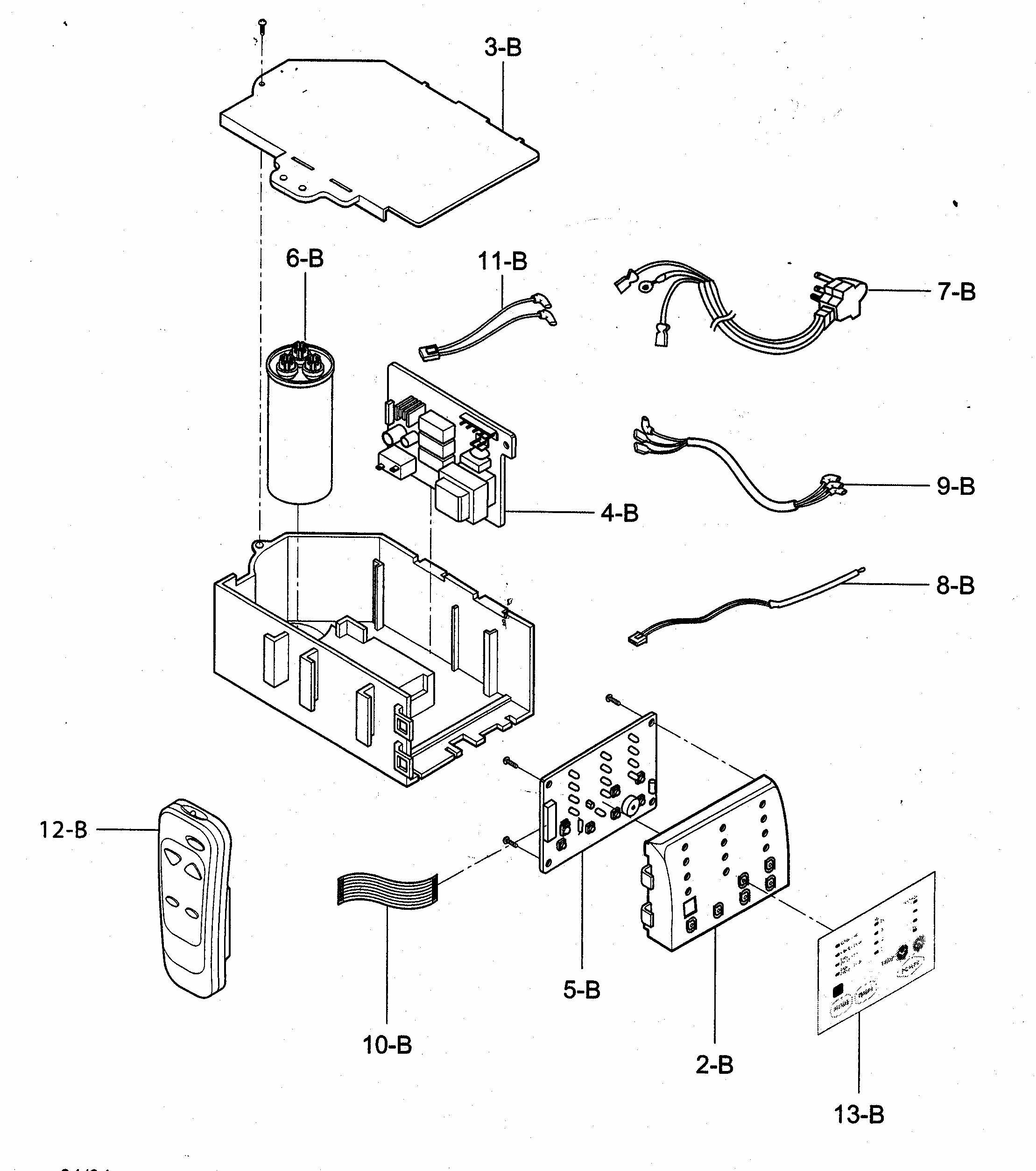 Control Box Assy Diagram and Parts List for 58074100400  Kenmore Air Conditioner