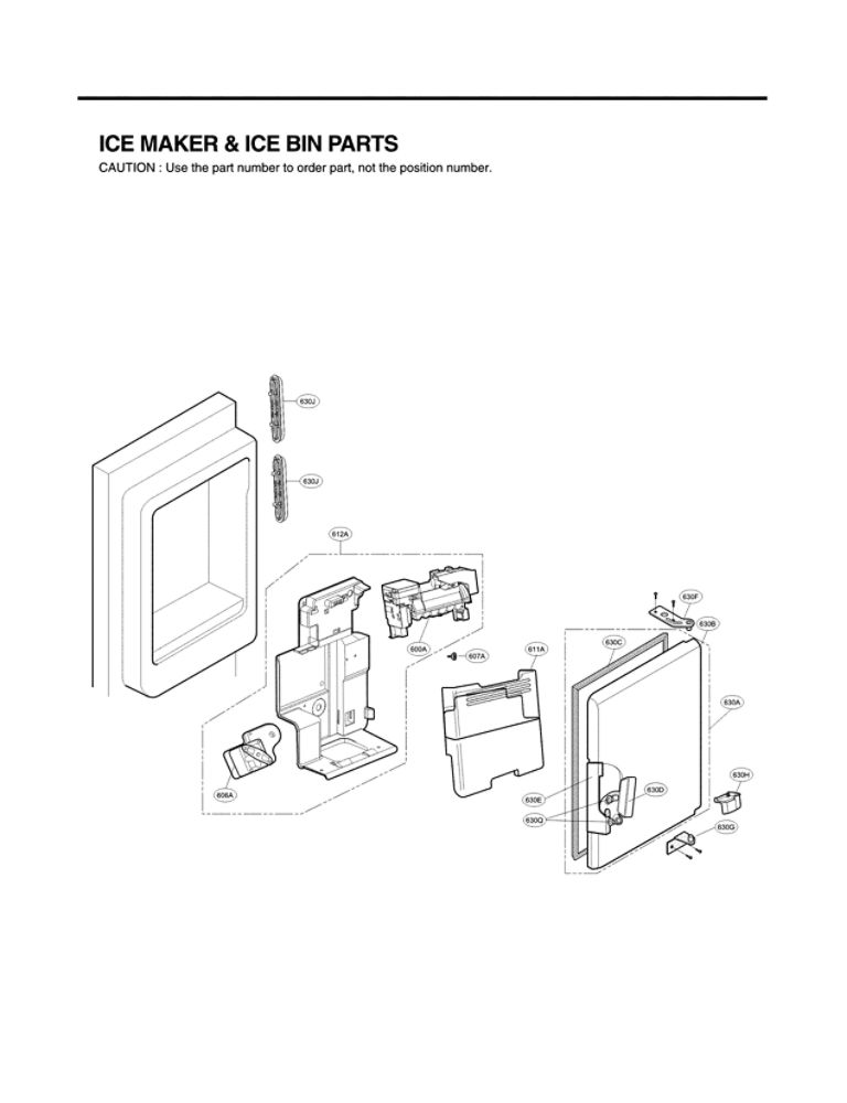 Ice Maker Parts Diagram and Parts List for LFX25974SW 04 LG Refrigerator