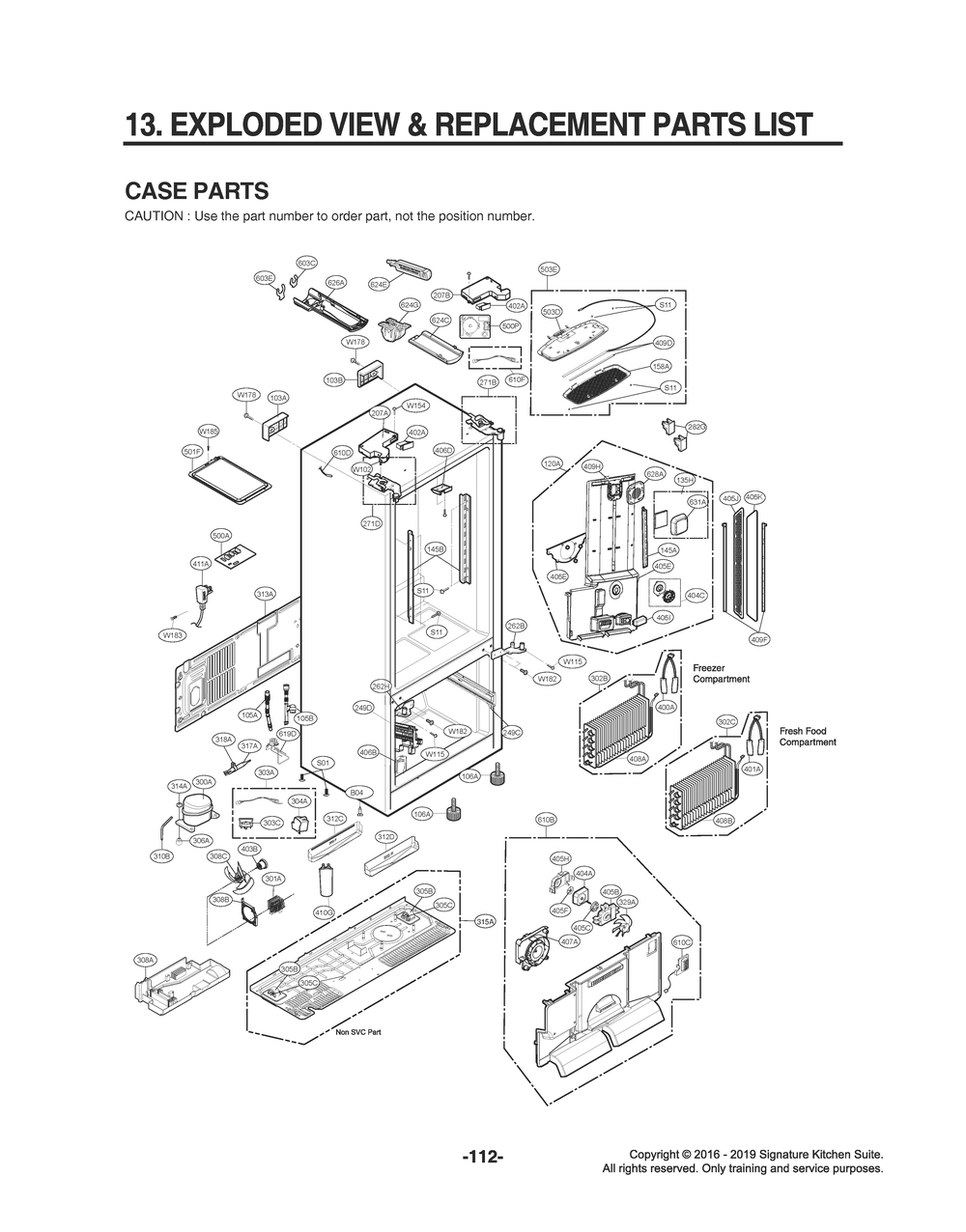 Case Parts Diagram and Parts List for GR-J266DSJM ASTCNA2 LG Refrigerator