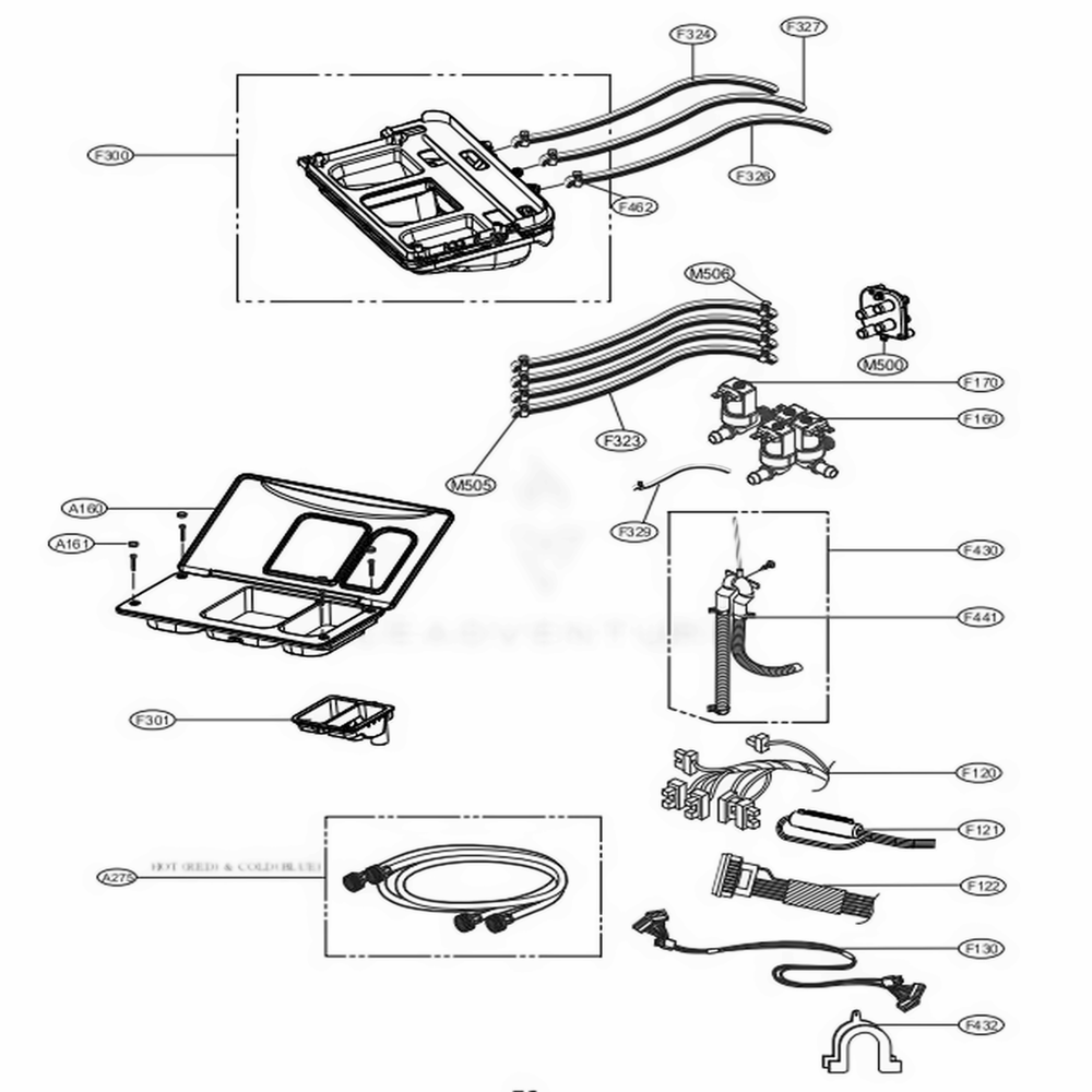 Dispenser Assembly 1 Diagram and Parts List for GCWL1069CS3 ASSEELC LG Washer