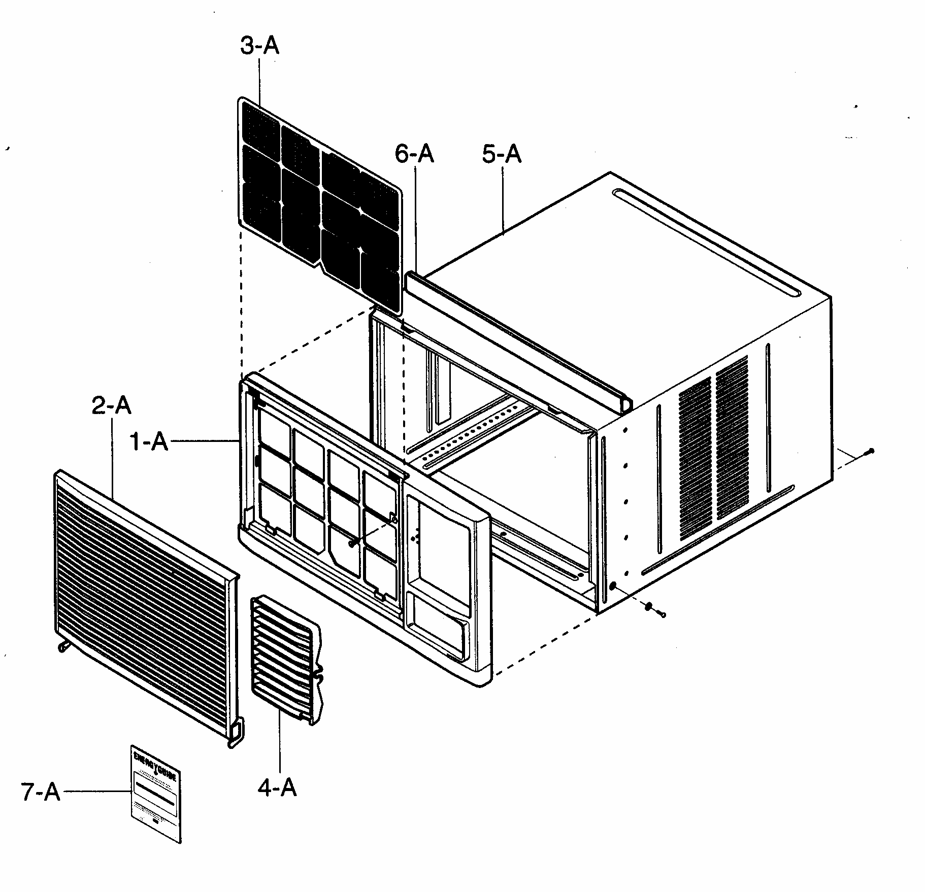 Cabinet/front Grille Assy Diagram and Parts List for 58075184500  Kenmore Air Conditioner