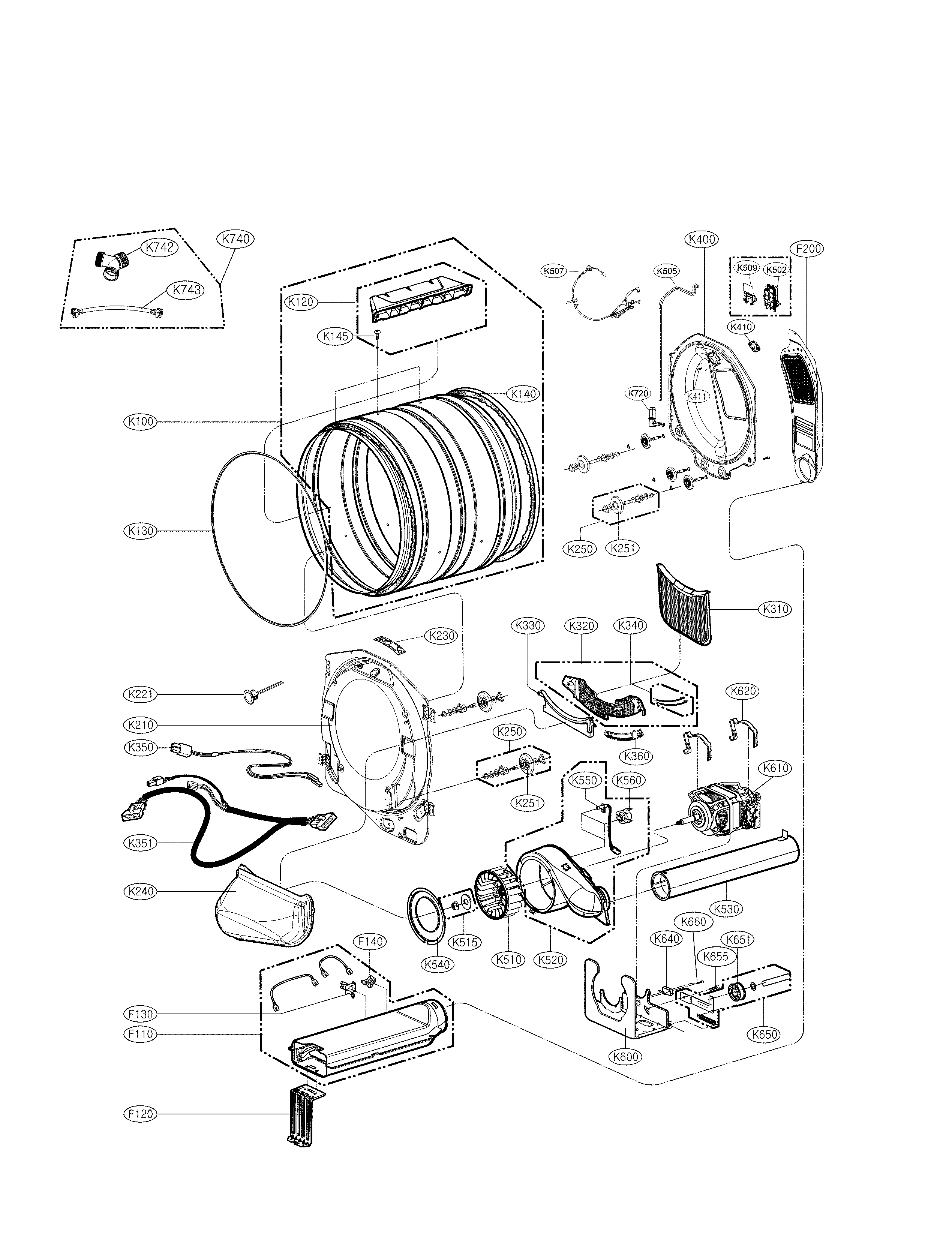 Dispenser Assembly Parts Diagram and Parts List for 79681393610  Kenmore Dryer