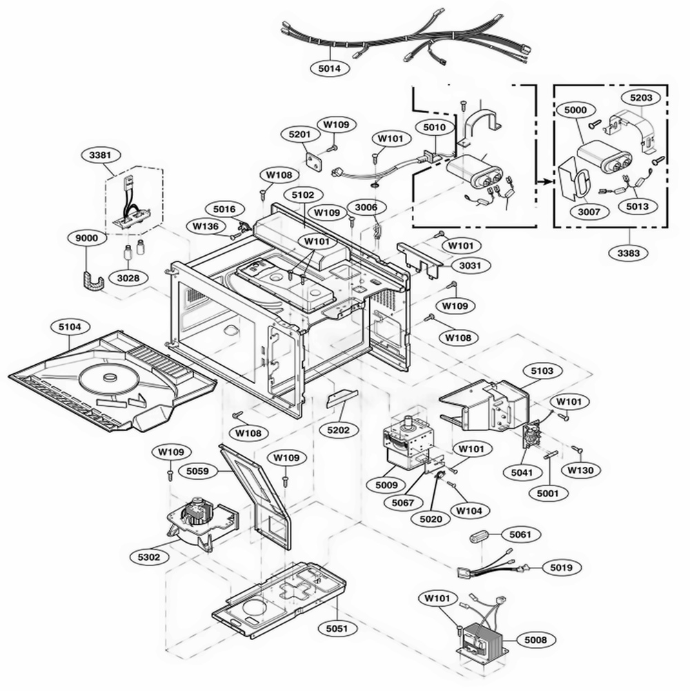 Interior Parts Diagram and Parts List for UCS11MA AGR7MTR LG Range