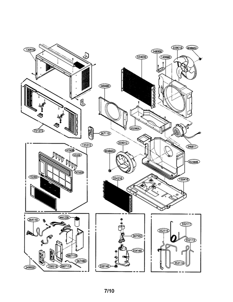 Room A/c Diagram and Parts List for HWC061JAMK7  LG Air Conditioner