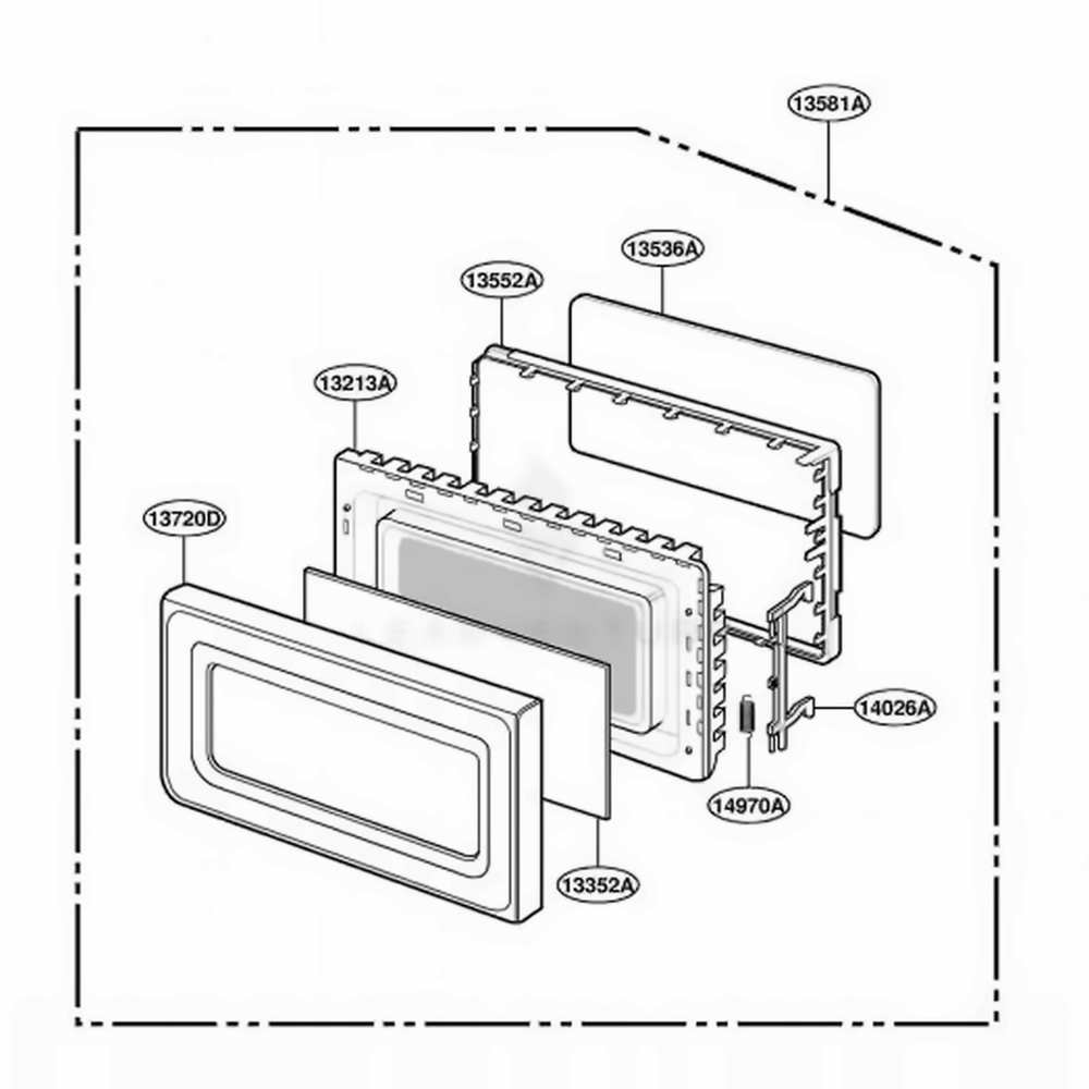 Door Parts Diagram and Parts List for MA782M MWEGSE LG Wall Oven