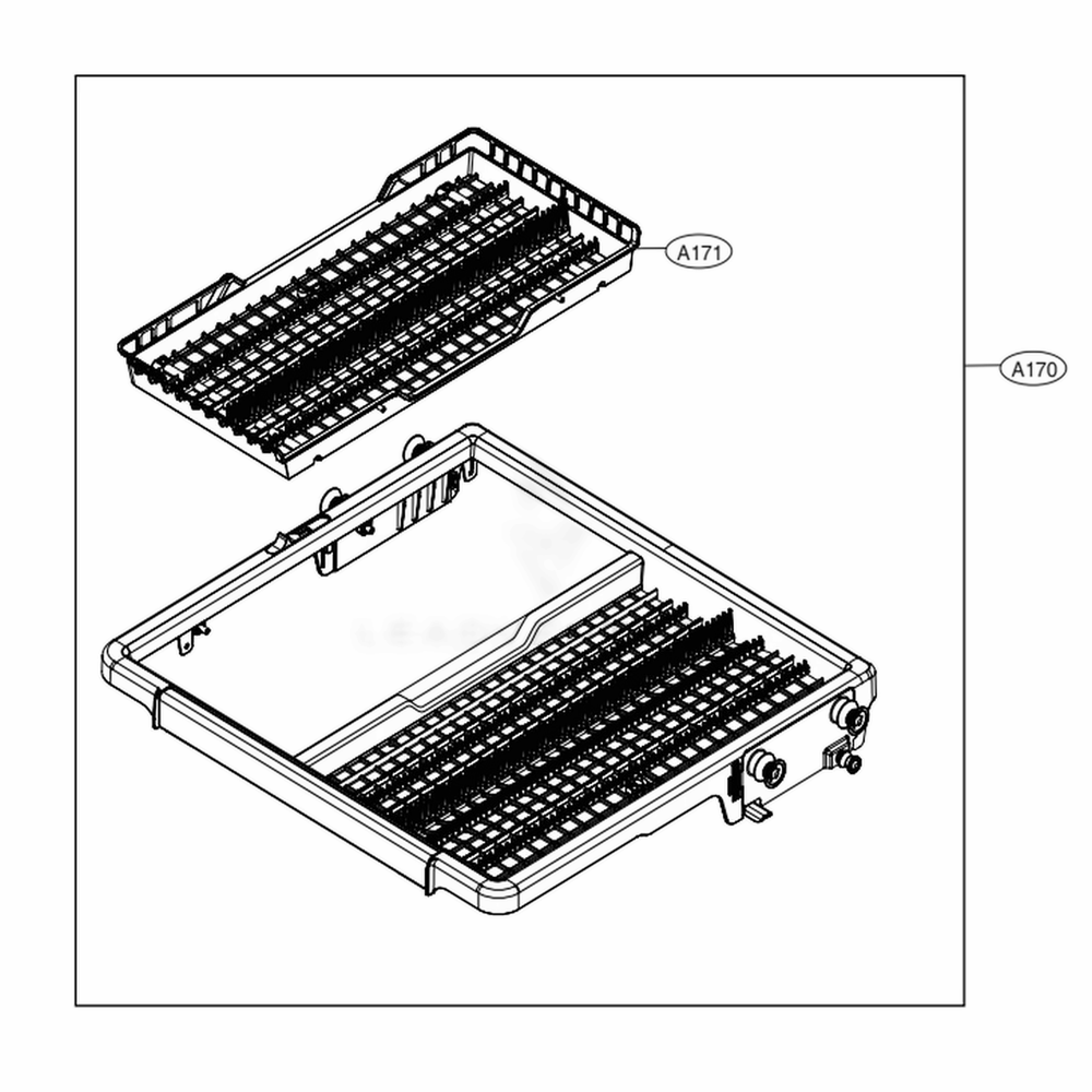 Third Rack Assembly Diagram and Parts List for 14673 ASTESEU LG Dishwasher