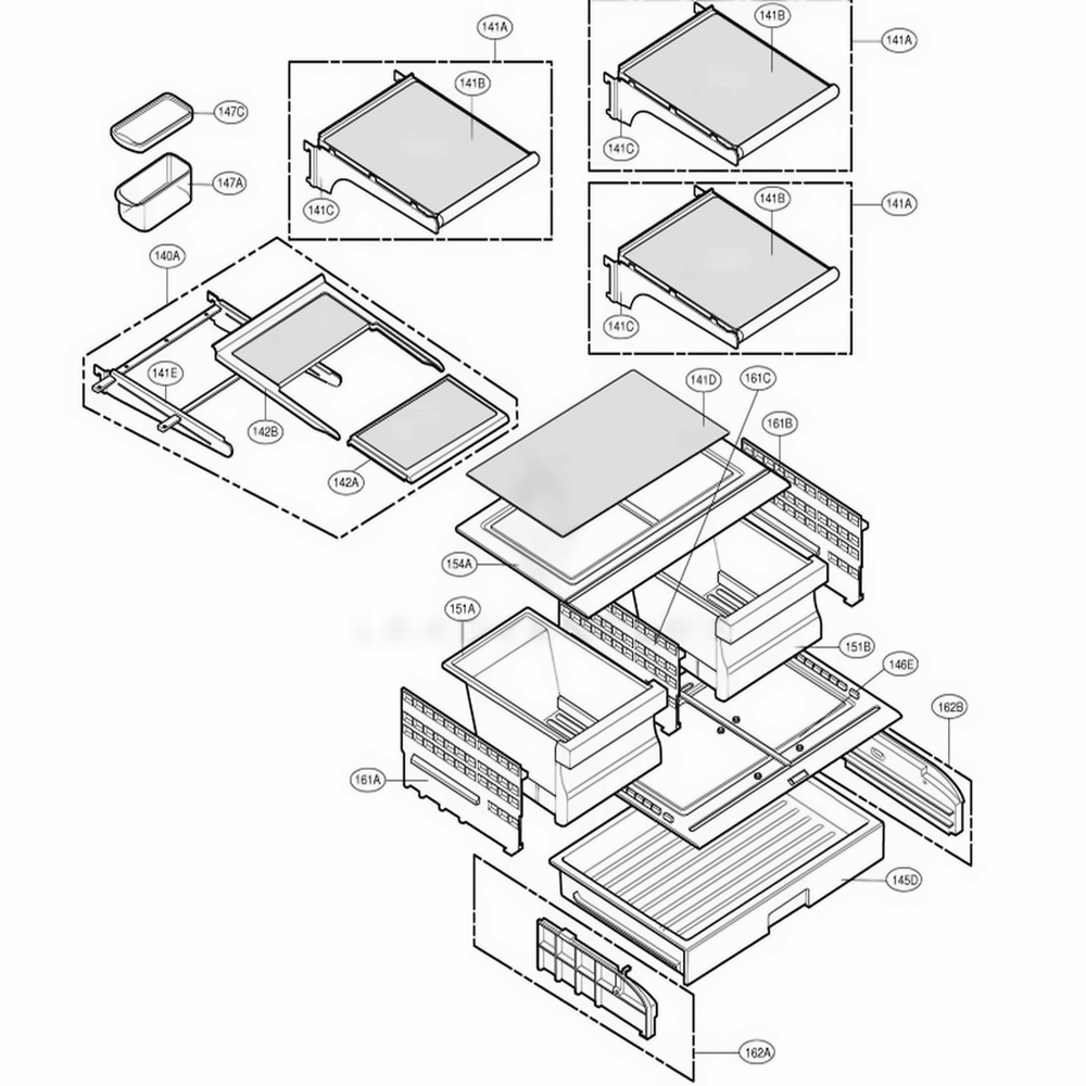 Refrigerator Parts Diagram and Parts List for 78754 ABICSER LG Refrigerator