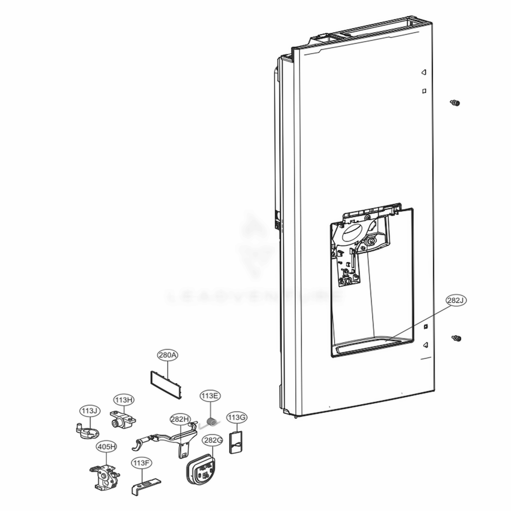 Dispenser Parts Diagram and Parts List for 74145 ASTCSE0 LG Refrigerator