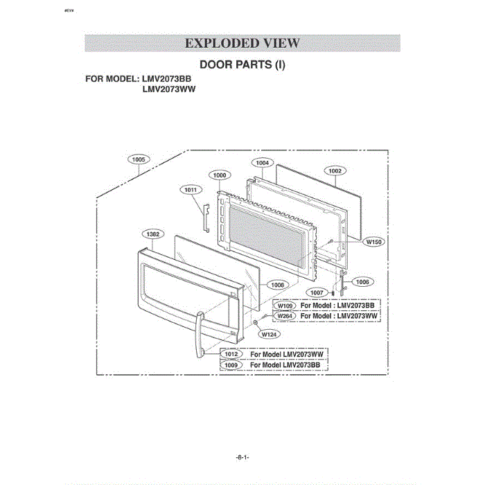 Section 3 Diagram and Parts List for LMV2073WW AW1ELGA LG Microwave Oven Combo