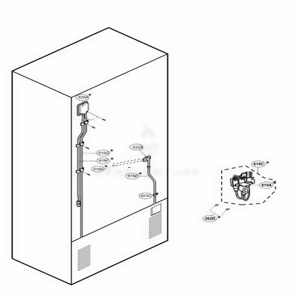 Ice And Water Parts Diagram and Parts List for LRDC20731WW ASWCLGY LG Refrigerator