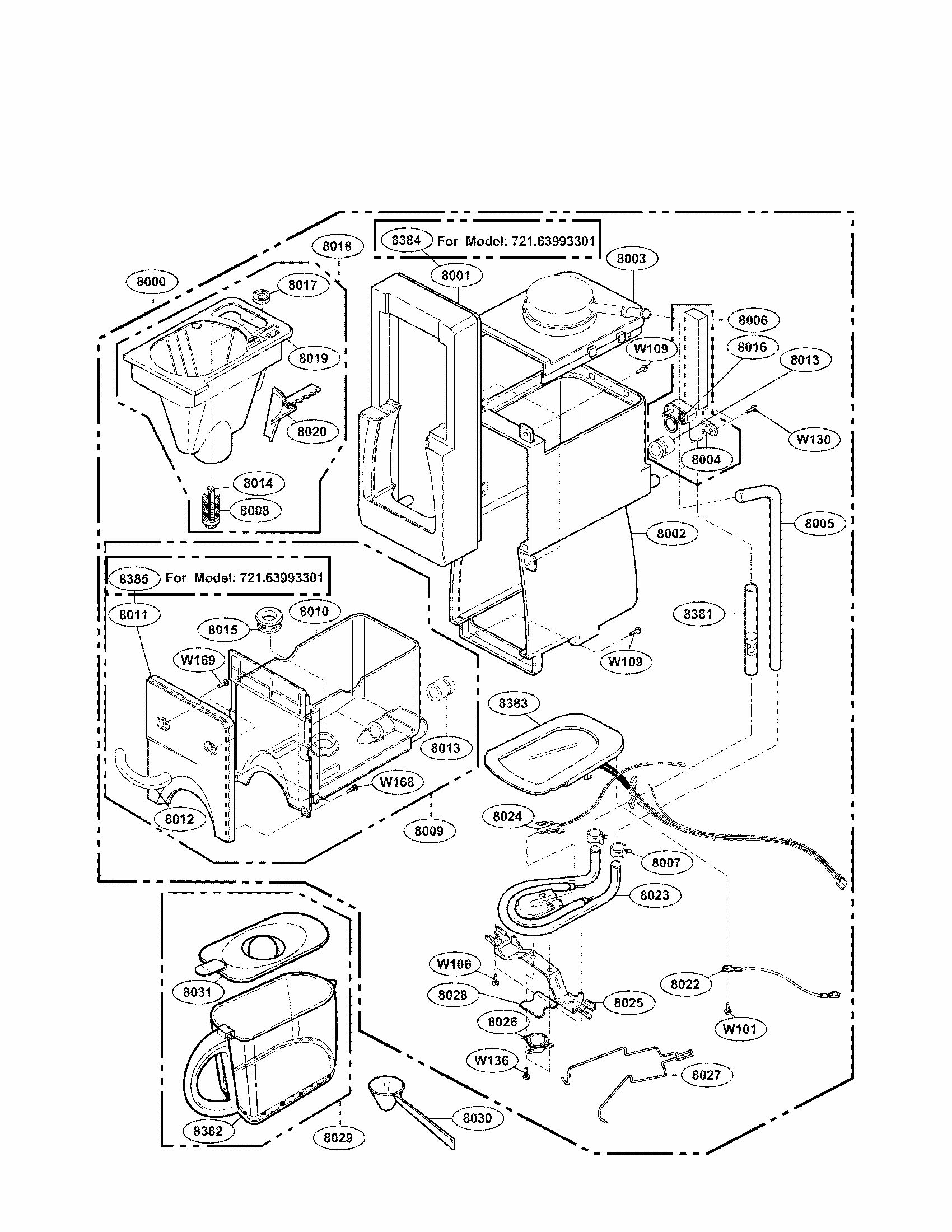 Coffee Maker Parts Diagram and Parts List for 72163992301  Kenmore Microwave