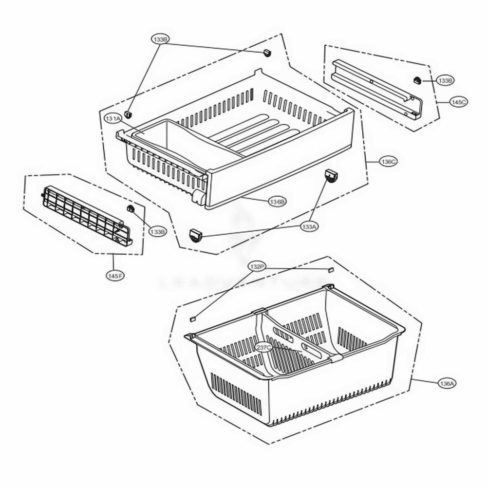 Freezer Parts Diagram and Parts List for LFXS26596S ASTCNA0 LG Refrigerator