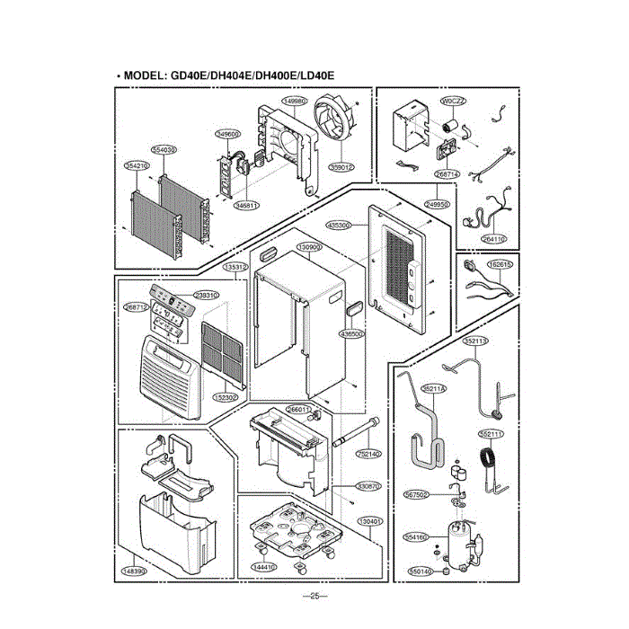 Section 2 Diagram and Parts List for LD65EL AWYAUSL LG Dehumidifier