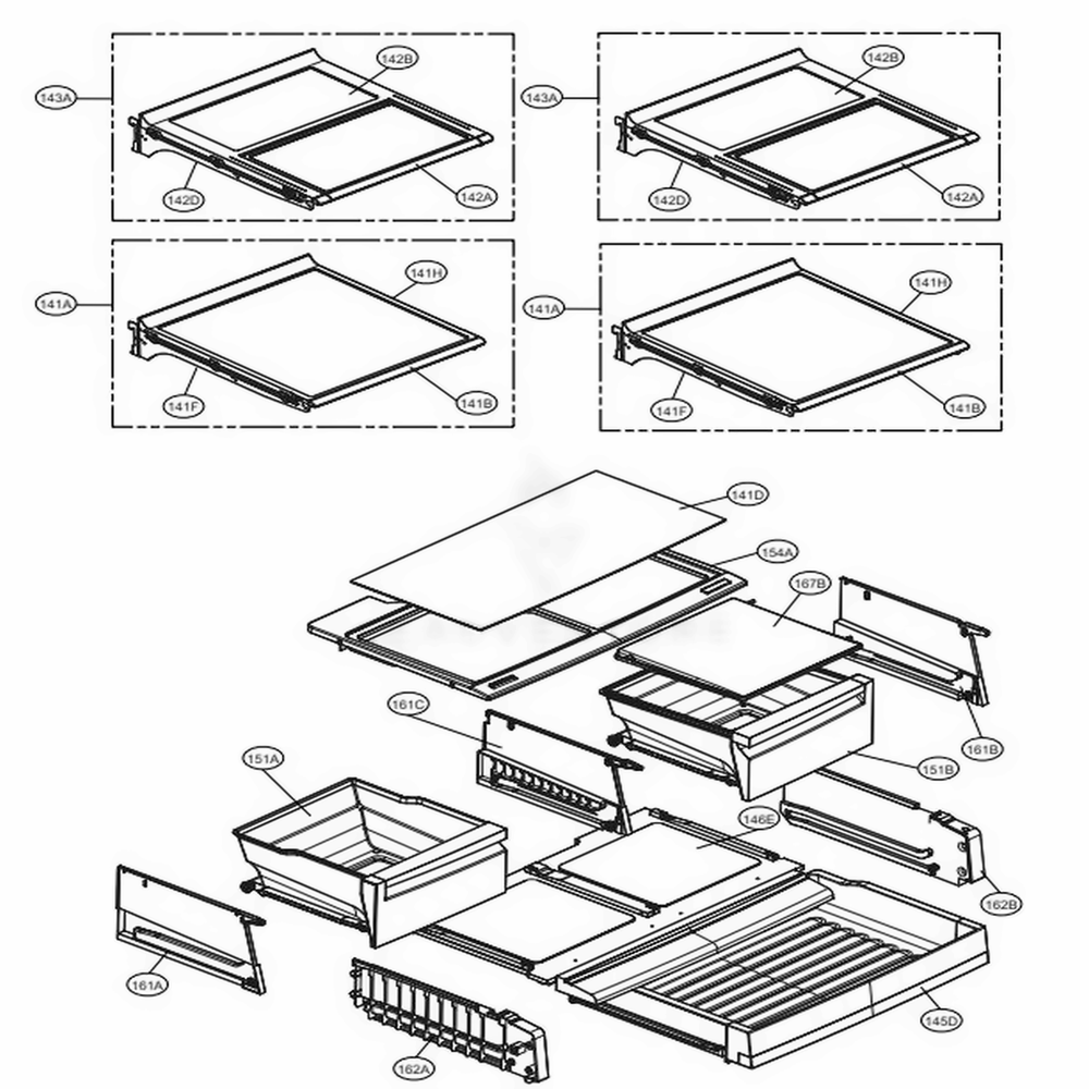 Refrigerator Parts Diagram and Parts List for 72493 ASTCSE1 LG Refrigerator
