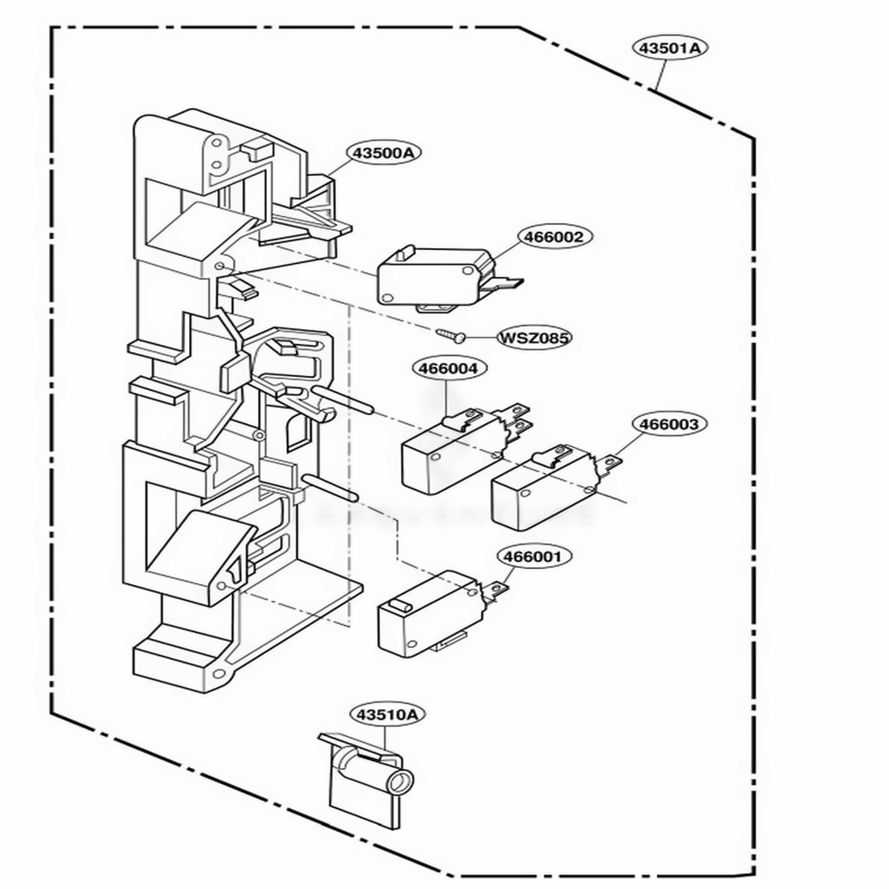 Latch Board Parts Diagram and Parts List for KHMC107EBLO BKEKAD LG Range
