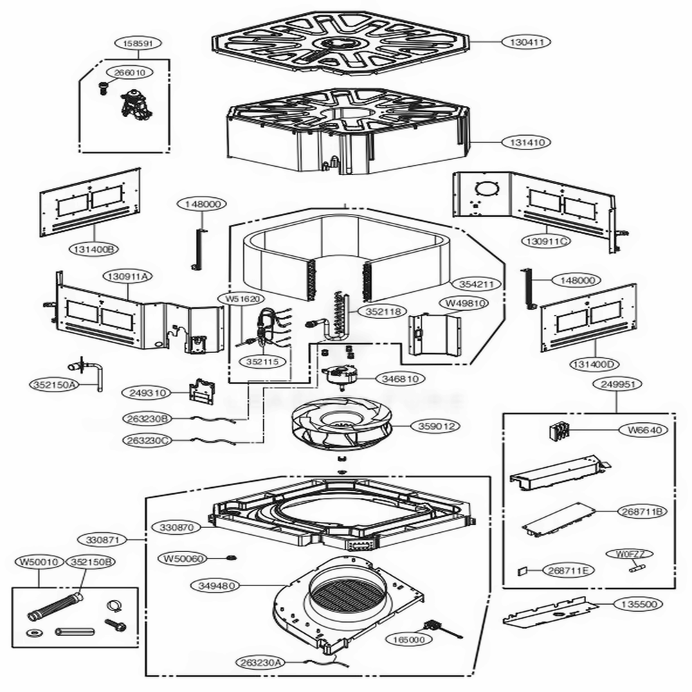 Indoor Unit Diagram and Parts List for LCN428HV ANWBEUS LG Air Conditioner