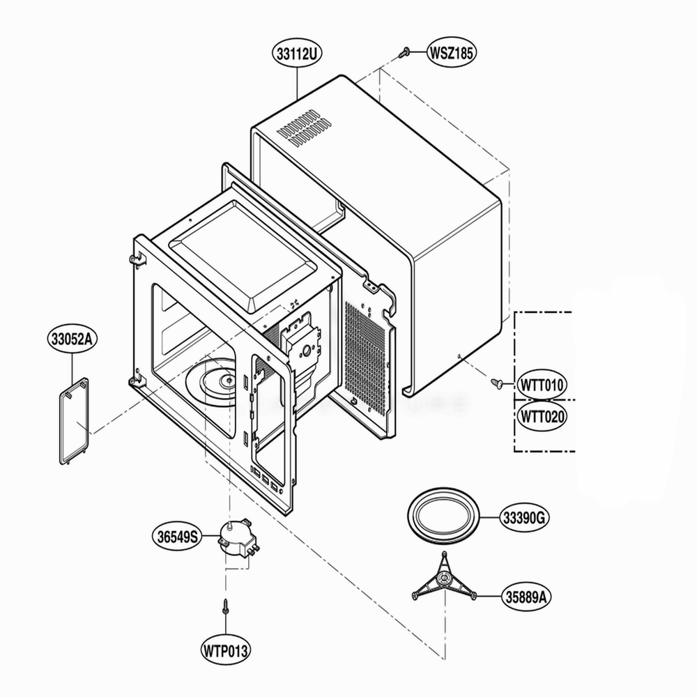 Oven Cavity Parts Diagram and Parts List for KCMS1555RWH CW1EKAD LG Wall Oven