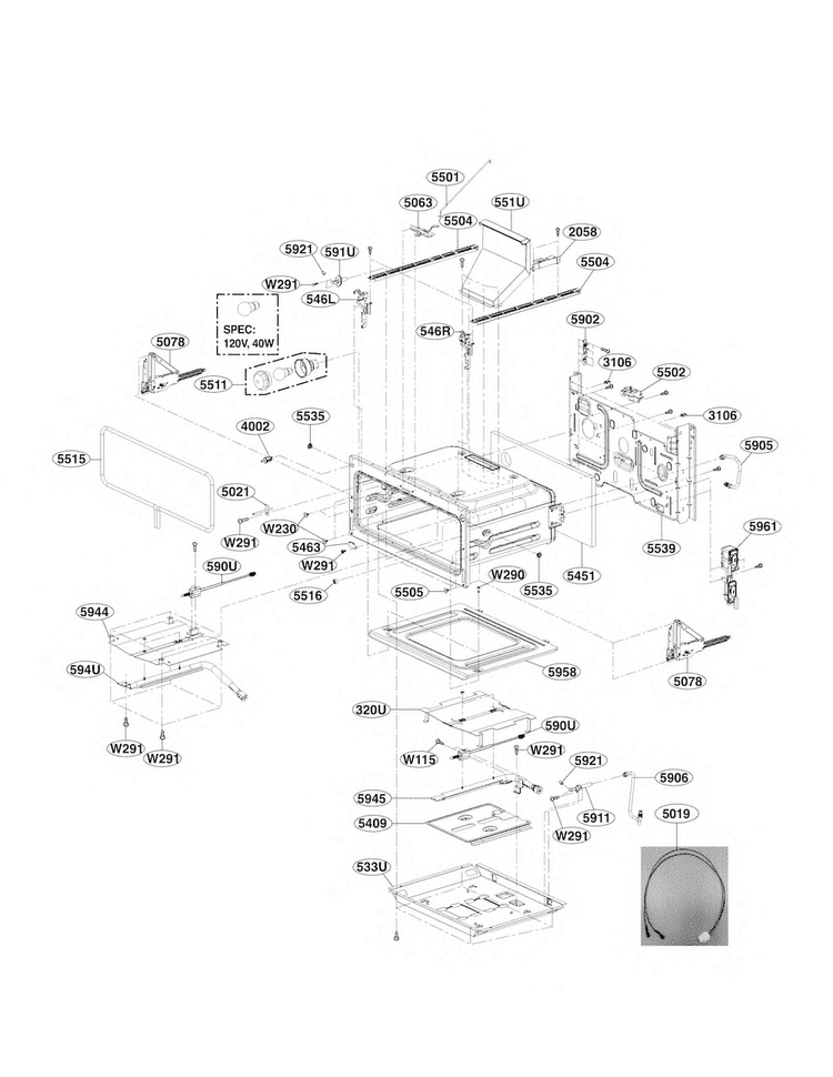 Upper Cavity Parts Diagram and Parts List for LDG4315BD  LG Range