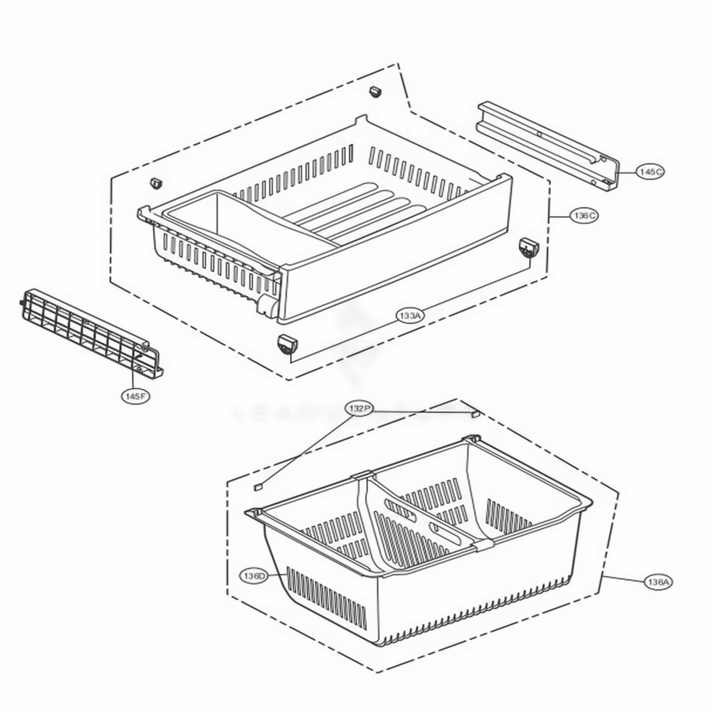 Freezer Parts Diagram and Parts List for 72302 ASWCSE0 LG Refrigerator