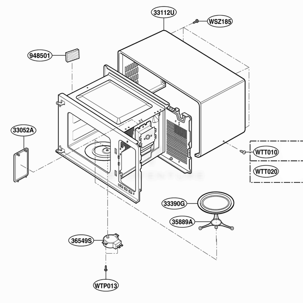 Oven Cavity Parts Diagram and Parts List for MT4110SKQ CWHEWRP LG Wall Oven
