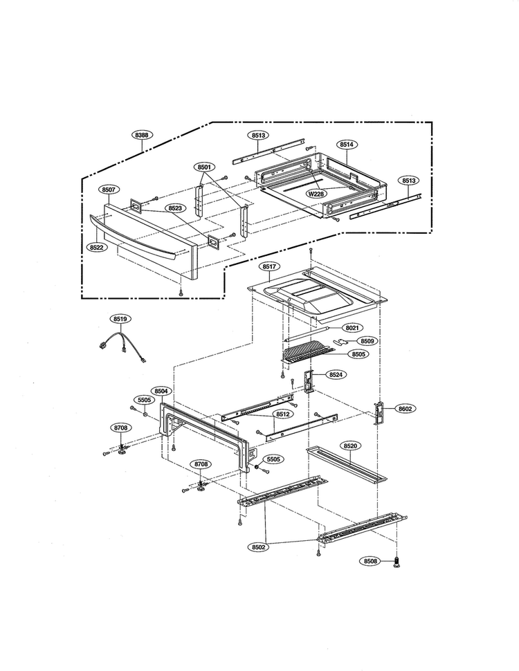 Drawer Diagram and Parts List for LRE3027ST  LG Range